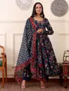 Navy Blue Colour Rayon Print Kurti With Pant And Dupatta Bulk Orders In India Aaradhna 2036